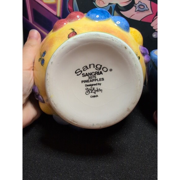 Sue Zipken Sango Sangria Pineapples & Guava 3075 Fruit Motif Ice Cream Dish Bowl - Picture 2 of 7